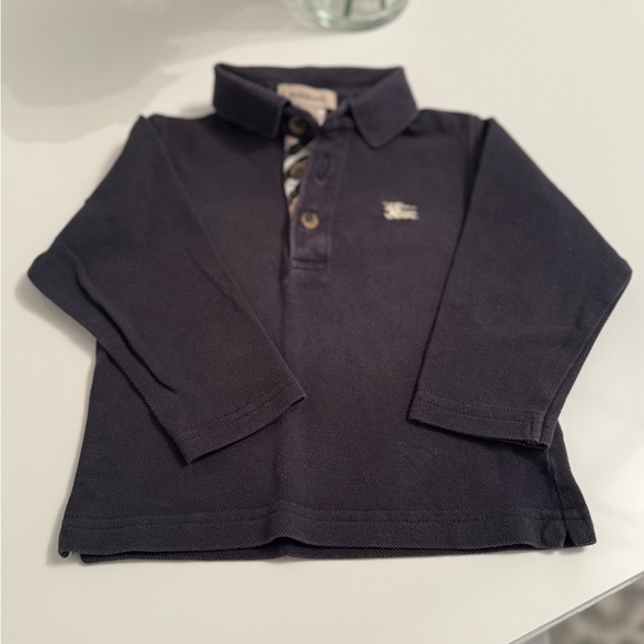 Authentic Burberry navy long sleeve polo shirt size 12months - Picture 3 of 7
